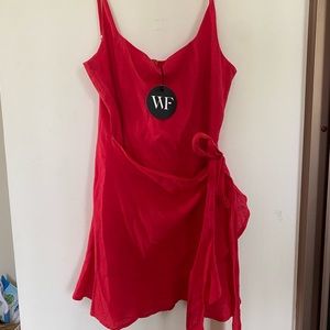 White Fox Red Wrap Dress